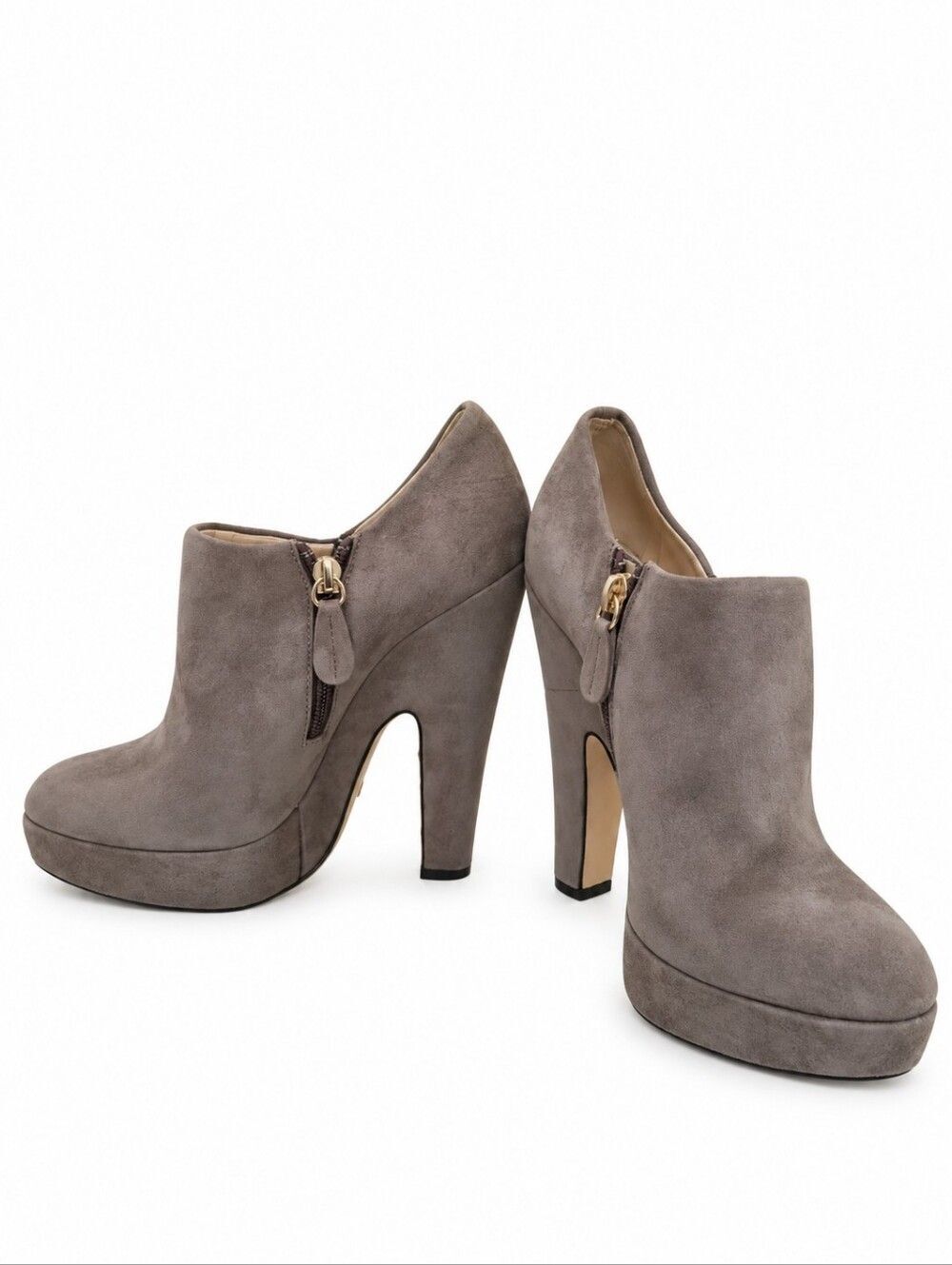 EUC Jerome C Rousseau Italy women's luxury runway suede leather ankle boots grey